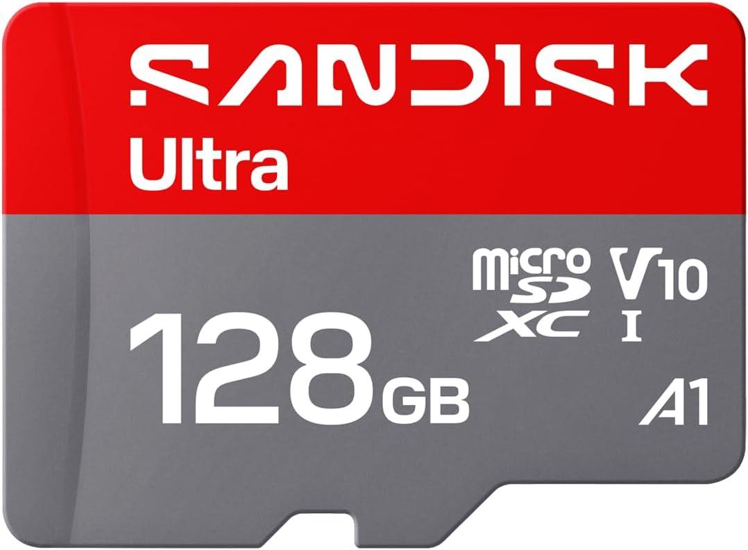 SANDISK 128GB Ultra microSD UHS-I Card - Up to 195MB/s Read Speed, Full HD Video, V10, U1, C10, A5 - SDSQUJQ-128G-GZ6MA