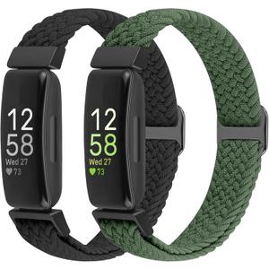 Puhuite Elastic Braided Watch Band Compatible with Fitbit Inspire 3/ 2/ HR/ Ace 3/ 2, Adjustable Stretchy Strap Sport Nylon Loop Replacement Wristband