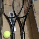 HIRALIY 27" Tennis Rackets Set for Adults, 2 Player Pre-Strung Tennis Racquets, 2 Overgrip Tapes,3 Balls, and 4 Carrying Bag, Outdoor Recreational Sport for Beginner, Men, Women (Black)