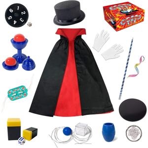 Heyzeibo Magic Kit for Kids - Magic Tricks Games Toy for Girls & Boys, Magician Pretend Play Dress Up Set with Magic Props & More Magic Tricks, Instruction Manual, for Beginners Toddlers