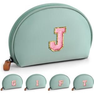 3 x Initial Makeup Bag, Birthday Gifts for Girls, Personalized Preppy Cosmetic Bag J