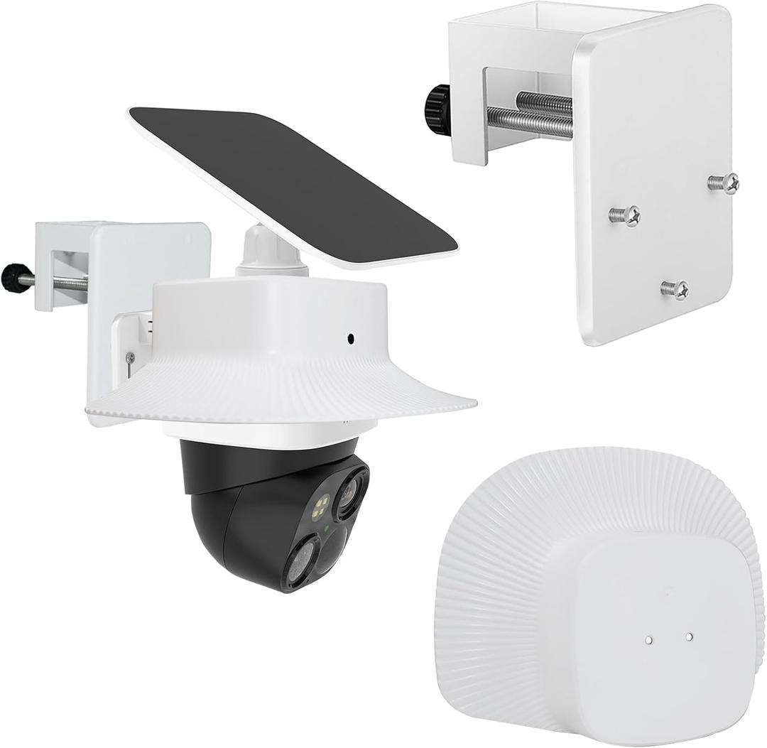 Gutter Mount Bracket and Rain Cover Compatible with Eufy Security SoloCam S340,Security Camera Accessories Camera Gutter Mount and Sun Rain Shade Cover Shield for Outdoor(White)