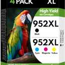 952XL 952 Ink Cartridges 4 Pack Combo, Black Cyan Magenta Yellow, High Yield Replacement for HP 952 XL, Compatible with HP OfficeJet Pro 7740 8710 8720 8715 8210 8703 OfficeJet 8702 Printers