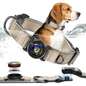 WhoseID Premium AirTag Dog Collar - Waterproof Medium Air Tag Dogs Collar | Magnetic Buckle Heavy Duty Collar | Reflective Dog Collar with AirTag Holder