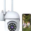 1080P Security Camera Wired, 2.4G/5G WiFi Home Surveillance Cam with 360 Pan/Tilt, Color Night Vision, Motion Detection, 2-Way Audio, SD/Cloud Storage, Compatible with Alexa (White (Wall Mount))