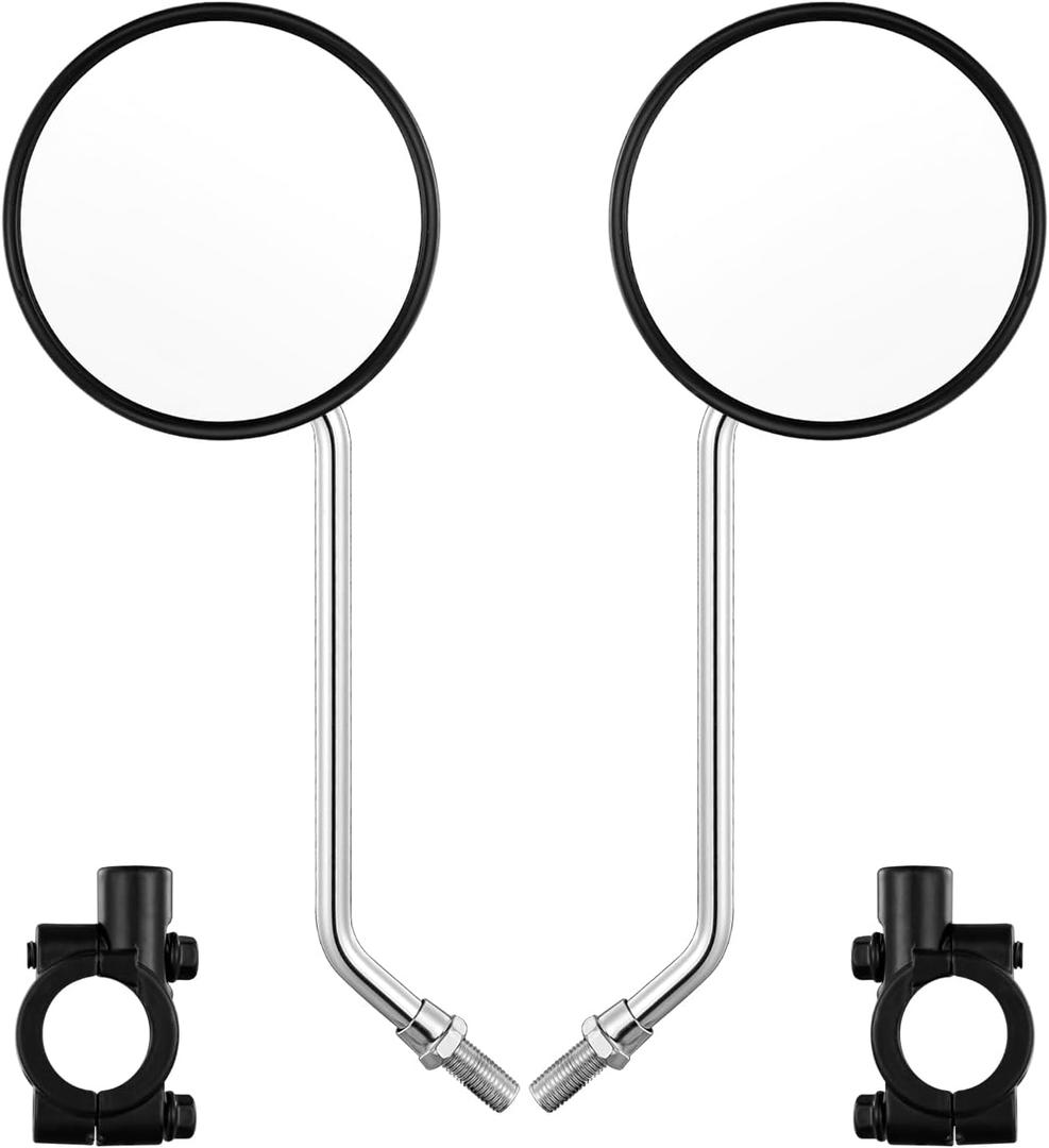 Bike Handlebar Rearview Mirror, Universal Adjustable Rotatable Clear Mirror for Mountain Road Bike Bicycle ebike Motorcycle Scooter Right Left Available with Bolt 10mm (2 Pcs)