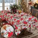 SASTYBALE Christmas Cloth Napkins Set of 4, Washable Xmas Napkins with Poinsettia Flowers, Heavyweight Fabric Napkins for Winter Party Dinner Decor (20" x 20", Square)