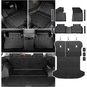Floor Mats for Kia Sportage Hybrid 2026 2025 2024 2023(Not Fit PHEV & Gas), All Weather TPE Trunk Mat Cargo Liner with Backrest Mats & Door Sill Guards Car Mat Accessories