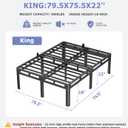 NKZ 22 Inch King Size Bed Frame, Metal Bed Frame & Box Spring 2 in 1 Platform with Round Corner Legs, 4000Lbs Heavy Duty Metal Frame, Mattress Slide Stopper, Headboard Hole, Noise-Free, Easy Assembly