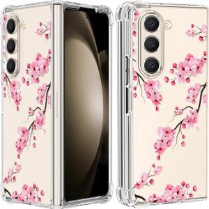 Buleens for Samsung Galaxy Z Fold 5 Case - Clear Flexible TPU Women Girls Cute Protection Phone Cover Slim Fit Shockproof Aesthetic Girly Design for Samsung Z Fold 5 Case, Blossom