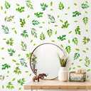 Green Leaves Wall Decals - Peel and Stick Tree Botanical Plant Stickers, Removable Fresh Watercolor Leaf Decor for Nursery Bedroom
