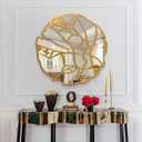 Pregaspor Round Wall Mirrors Decorative, 31.5'' Irregular Frame Gold Mirror for Wall Decor, Large Wall Mirror for Living Room, Entryway, Bedroom