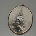 LKETW Vintage Winter Christmas Tree Oval Wall Art Decor, Christmas Oval Canvas Hanging Decor, Rustic Winter Holiday Xmas Pine Tree Wall Decorations for Home Living Room Bedroom, 8.6x11.4 Inch