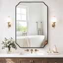 Vanity Bathroom Mirror, 28" x 40" Black Scalloped Mirror for Wall