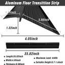Metal Floor Transition Strip, Aluminum Threshold for Doorways, for Gap from 0.4to 1.6, for Doorways Tile Wood Vinyl Laminates, Size 36in x 4in x 1.32 in (Black,2pack)