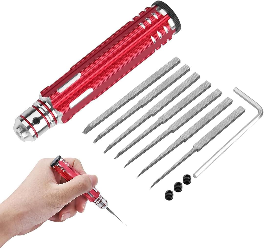7 In 1 Prime Model Scriber with 7 Blades Gundam Resin Carved Scribe Line Cutting Tool Chisel (0.1/0.2/0.4/0.6/0.8/1.0/2.0mm) Red