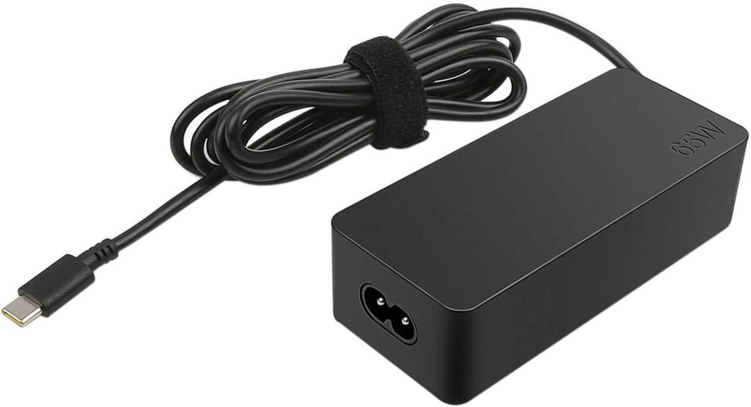 Lenovo 65w USB Type C Ac Adapter 4X20M26268 With 2 Prong Power Cord Included, Black In The Original Retail Packaging