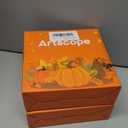 Pack Of 2 Artscope Fall Decorative Throw Pillow Covers 20x20 Inch Set of 4, Hello Happy Autumn Pumpkin Buffalo Plaid Maple Leaves Harvest Outdoor Farmhouse Pillow Cases for Home Sofa Couch-Orange B