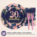 96Pcs 30th Birthday Party Decorations for Womens Navy Blue Rose Gold Floral 30th Birthday Plates and Napkins Sets for Women Girls Back in 1995 Cheers to 30 Years Old Party Supplies Serves 24