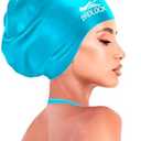 BRDLOCK Extra Large Swim Cap for Braids and Dreadlocks Swimming Cap for Women Long Hair Braids Dreads Locs Thick Curly Hair Waterproof Silicone Swim Caps Keep Your Hair Dry