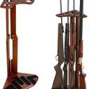 TESLYAR Wood Gun Rack Stand for Up to 5 Rifles - Rifle Stand - Stylish Indoor Gun Racks - Corner Gun Rack Floor Stand - Gun Display & Storage with Magnetic Holder - Unique Natural Hardwood Gun Rack