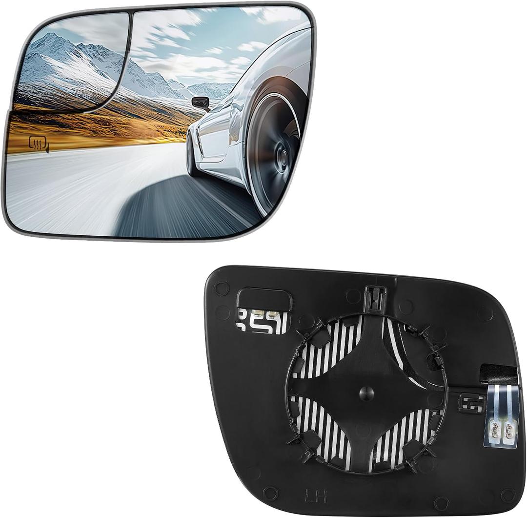 Driver Left Side Heated Mirror Glass BB5Z17K707 BB5Z17K707A Compatible With Ford Explorer 2011 2012 2013 2014 2015 2016 2017 2018 2019, Left Side Rearview Mirror Flat Glass with Backing Plate