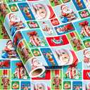 2 x Vnaaem Funny Christmas Wrapping Paper Roll - Xmas Santa Claus, Reindeer, Nutcracker, Snowman Design Gift Wrap for Holiday Party Celebration, DIY Craft - 17 In X 20 Ft(Total 28.5sq.ft)