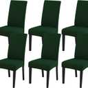 JQinHome Chair Covers for Dining Chairs, High Stretch Removable Washable Chair Protector Cover Set of 6, Chair Slipcovers for Dining Room, Kitchen,Home Party,Wedding Ceremony(Hunter Green, 6PC)