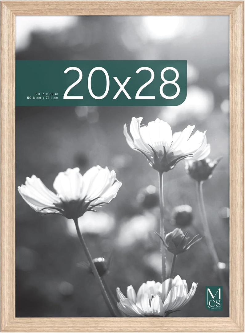 MCS Studio Gallery Classic 20x28 Poster Frame Natural Woodgrain Engineered Wood, Vertical & Horizontal Wall Hanging Large Picture Frame for Photos, Posters & Art Prints (1-Pack)