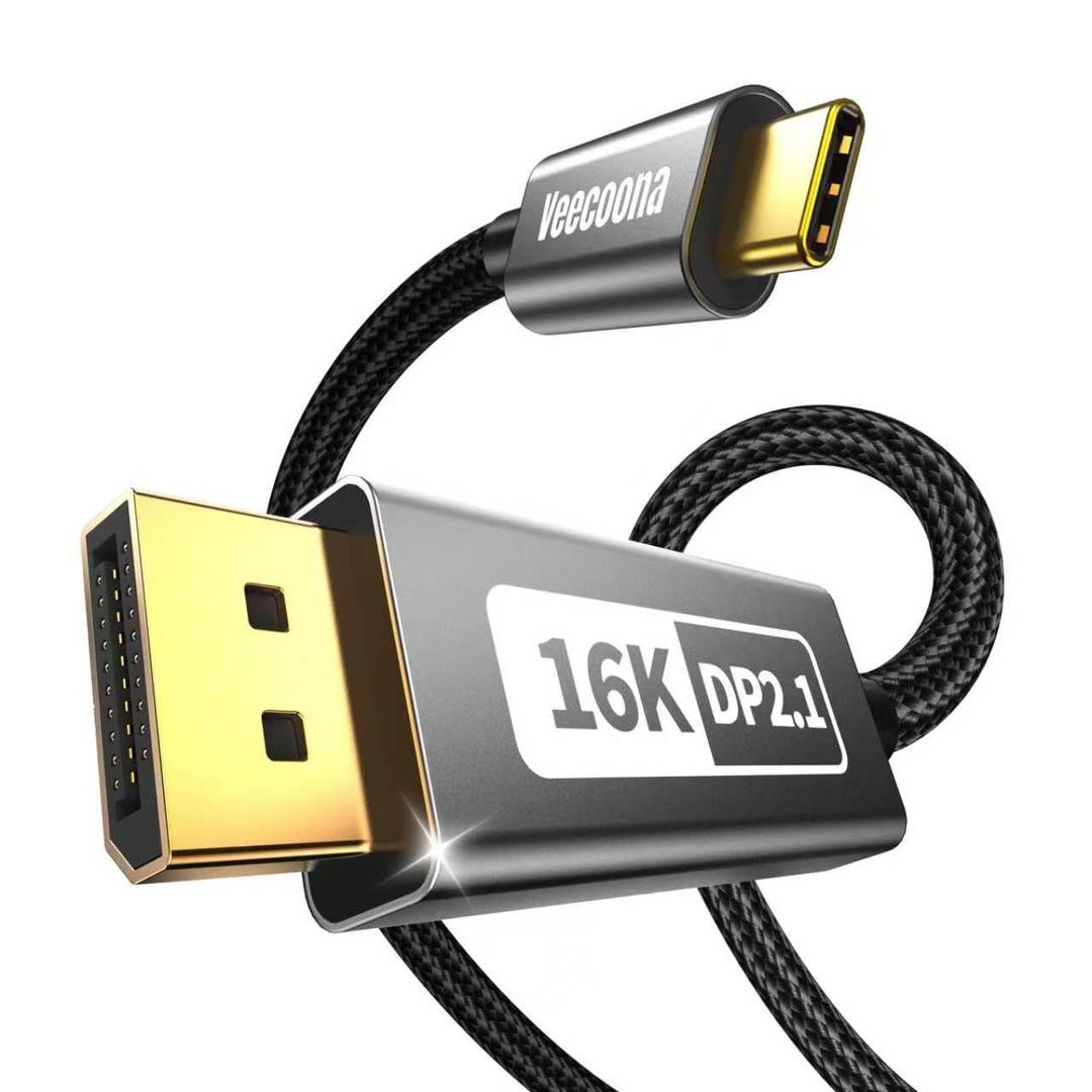 USB-C to DisplayPort 2.1 Cable 10FT | 16K@30Hz 8K@120Hz 4K@240Hz 40Gbps, Thunderbolt 4/3 to DisplayPort 2.1 Cord [Thunderbolt 3/4/5 Compatible] for iPhone 16/15,Galaxy S24,MacBook Pro/Air,iPad,XPS