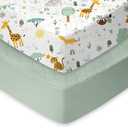 TotChill Light Quilted Crib Sheets 2 Pack, Soft Fitted Sheets for Standard Crib and Toddler Mattresses, Safari Animal