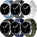 6 Pack Sport Bands for Samsung Galaxy Watch 8 Band 40mm 44mm/8 Classic 46 mm Men/Women,Waterproof Soft Silicone No Gap Strap for Samsung Galaxy Watch 8 Classic Band 46mm/8 44 mm 40 mm Correa Reloj (02-Blue/Grey/White/Black/Midnight Blue/Army Green)