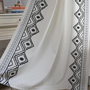 ColorBird Embroidered Boho Curtain for Bedroom, 2 Panels Black and White 84 inch Curtains Rod Pocket Curtain for Living Room Dining Closet Door