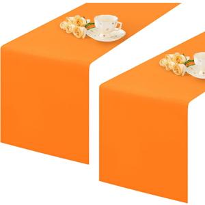 2 Pack Orange Table Runner 12 x 60 Inch Solid Color Farmhouse Runners Coffee Table Dresser for Daily Party Home Decoration