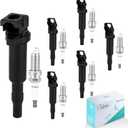 AULINK UF592 Set of 6 Ignition Coil Packs & Spark Plugs Compatible with 2006 2007 2008 2009 2010 BMW 128i 328i 330i 528i 530i X3 X5 Z4 3.0L Replace# 0221504470, 12137594937, 12137562744, 12137571643