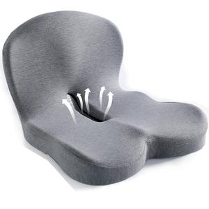 Onever Ergonomic Memory Foam Seat Cushion, Lumbar Support Non Slip for Truck Driver Long Driving Office Chair Back Tailbone Pain Relief Grey