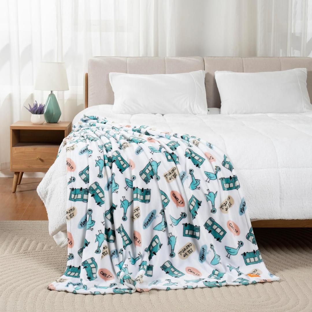 Berkshire Blanket VelvetLoft Luxury Soft Polyester Throw Blanket, Dont Let The Pigeon Drive The Bus, 50 x 70in(Official Mo Willems Product)