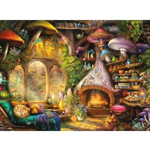 Buffalo Games  Aimee Stewart Merry Mushroom Cottage 1000 Piece Jigsaw Puzzle for Adults, Whimsical Fantasy Scene, Made in USA