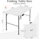 Folding Tables with Carrying Handle Lightweight Rectangular Portable Plastic Camping Table Steel Legs for Party, Dining, Wedding, Events, Picnic Indoor, Outdoor (1, White, 4 FT)