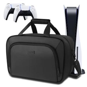 YOREPEK Carrying Case Compatible with PS5, PS5 Pro, Travel Case Suitable for Playstation 5 Discs Digital Edition, Large Capacity Storage bag for Console, Controllers, and Game Accessories, Black