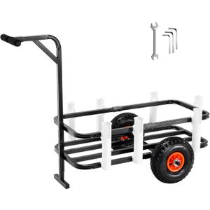 VEVOR Beach Fishing Cart, 200 lbs Load Capacity, Fish and Marine Cart with Two 11" Big Wheels Rubber Balloon Tires for Sand, Heavy-Duty Steel Pier Wagon Trolley with 7 Rod Holders for Fishing, Picnic