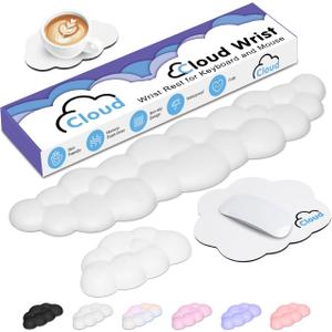 Cloud Wrist Rest Keyboard Palm Rest with Non-Slip Base for Computer Gaming Wrist Rest, YAMJUG Cloud Arm Rest Keyboard Wrist Pad White