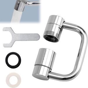Rotatable Sink Faucet Aerator Extension, Universal Rotating U-Shaped Faucet Extender with Washers 2 Modes Adjustable Flexiflow 1080 Rotating Tap Spray Head Adapter for Kitchen & Bathroom Upgrade