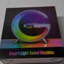 Smart Table Lamp with 4-in-1 Wireless Charger, Night Light, Bluetooth Speaker, Alarm Clock, App Control, Office, Bedroom, Home Decor (Black)