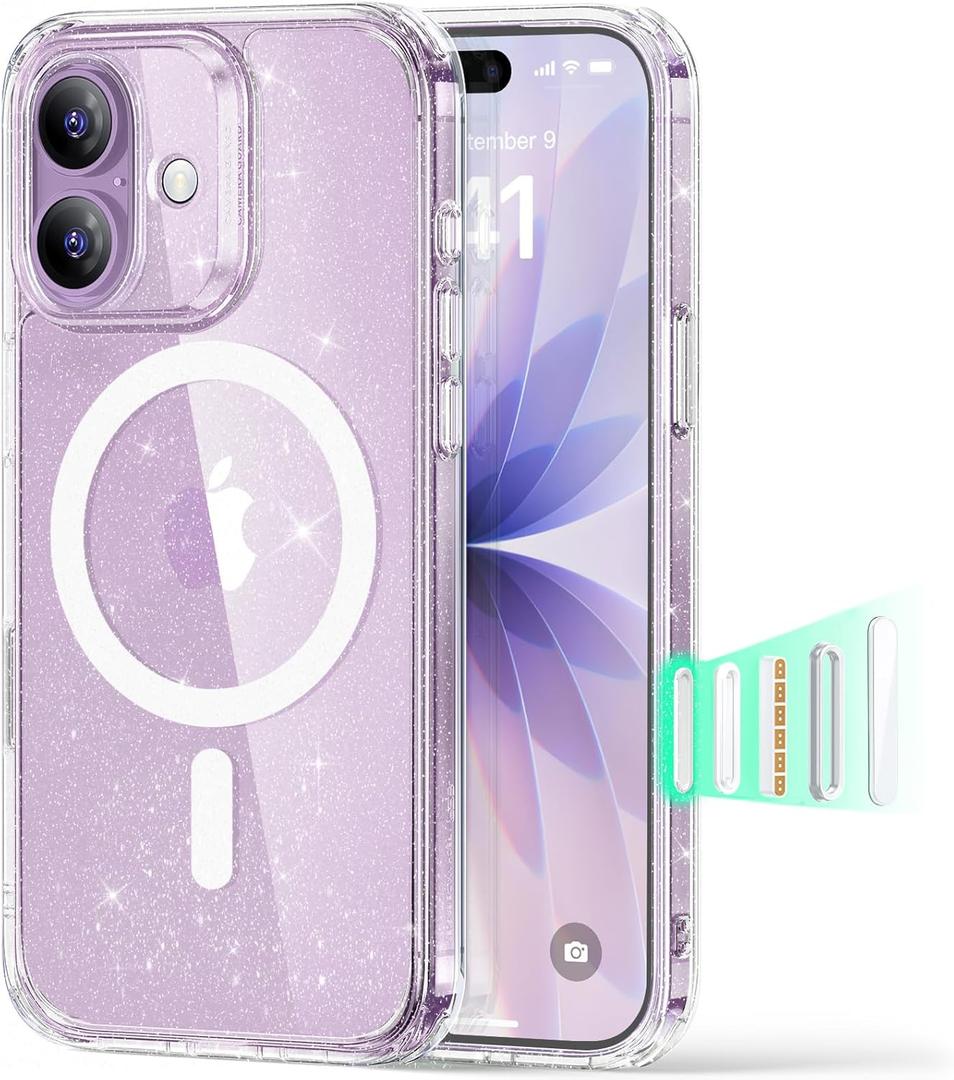 ESR for iPhone 17 Case, Camera Control Cover, Compatible with MagSafe, Shockproof Military-Grade Protection, Magnetic Phone Case for iPhone 17, Classic Hybrid Case, Clear Shimmer