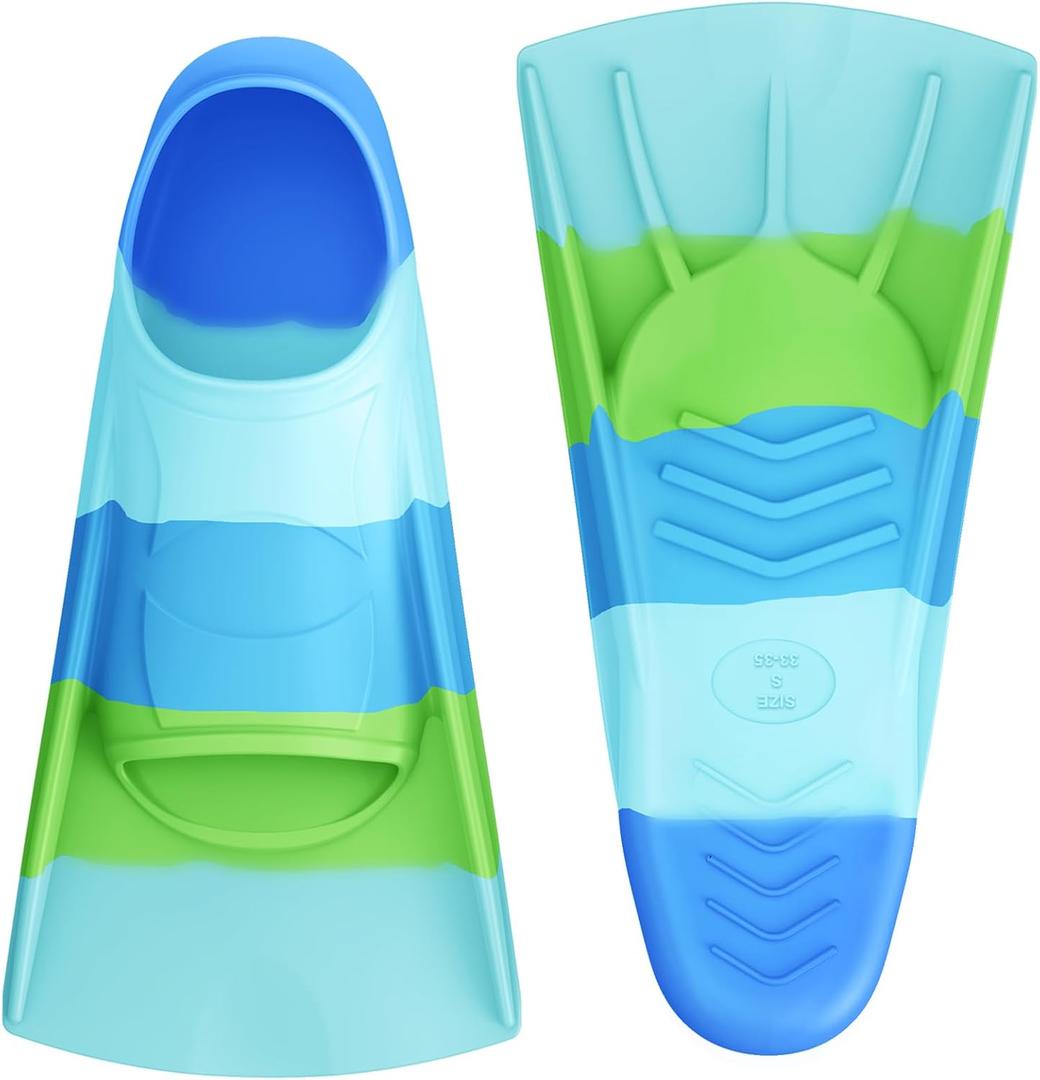 Gintenco Swim Fins, Kids Swim Training Fins for Lap Swimming, Travel Size Flippers with Mesh Bag, Silicone Swimming Fins for Kids Teens Adults Women Men (CH10, S(Jr 2-3/ US Women 3-5))