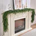 2Pcs 6FT Norfolk Pine Garlands Realistic, Real Touch Winter Xmas Garland, Christmas Decorations Indoor Outdoor, Artificial Holiday Decor Faux Greenery for Mantle, Fireplace, Table