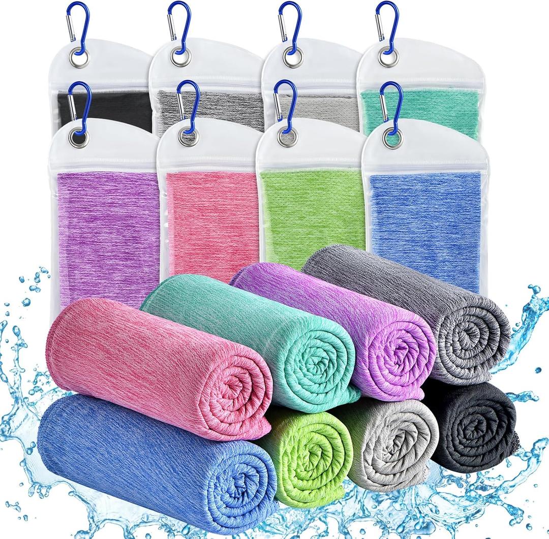 Cooling Towels - 8 Pack Cooling Towel(40"x12"), Cooling Towels for Neck and Face, Microfiber Soft Breathable Cooling Towel for Hot Weather