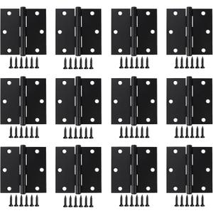 Matte Black 3x3 Inch Interior Door Hinges - 12 Pack Iron Hinge Hardware