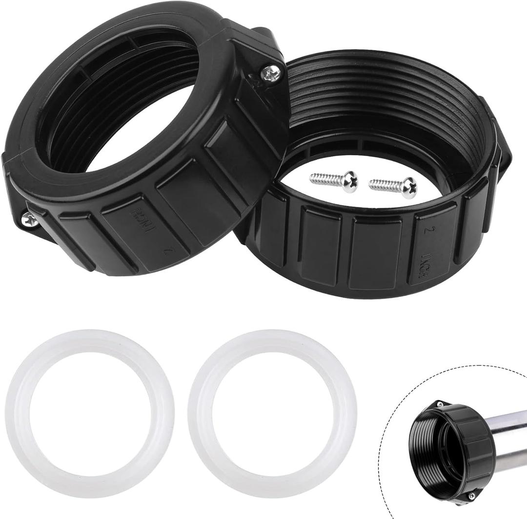 2" Spa Hot Tub Heater Split Nut Unions with Screws & Heater Gasket, Split Nut for Hot Tub and Spa Replacement Part, Suitable for 2-inch Heater Assemblies - 2 Pack